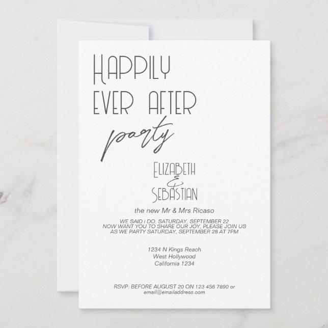 Simple minimalist after wedding party invitation (Front)