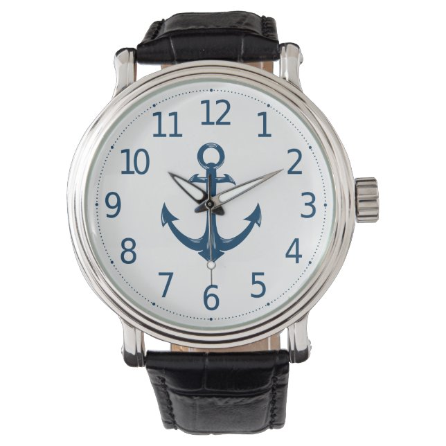 Simple Minimalist Anchor Nautical Men's Watch (Front)
