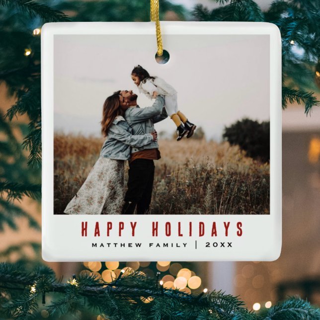 Simple Minimalist and Modern Family Photo Ceramic Ornament (Creator Uploaded)