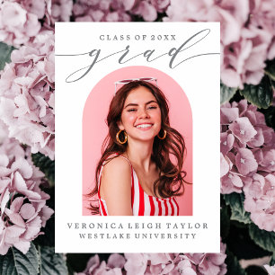 SIMPLE MINIMALIST ARCH CALLIGRAPHY GRAD INVITATION