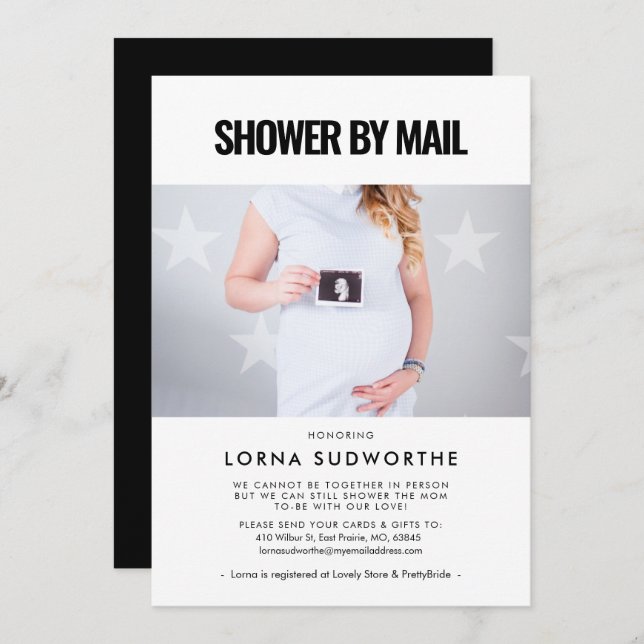 Simple minimalist Baby Shower by mail photo Invitation (Front/Back)
