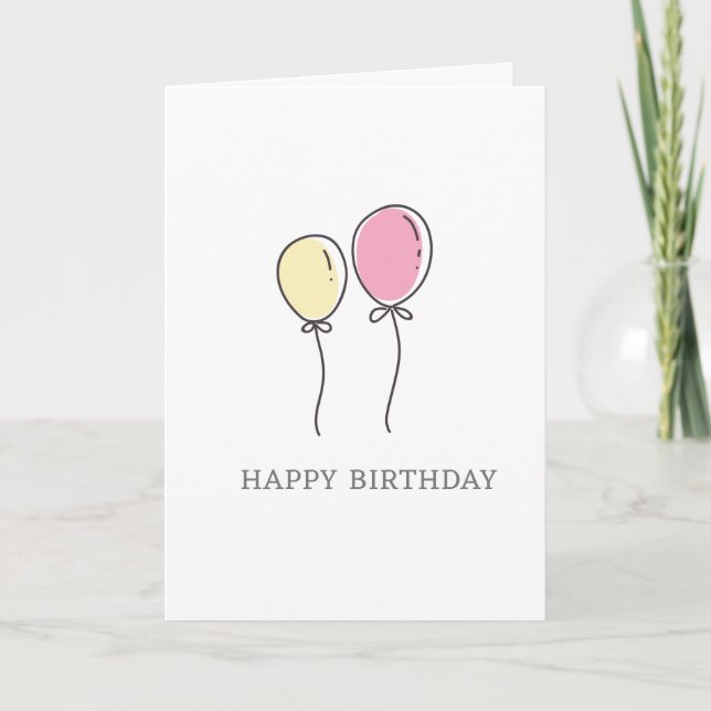 Simple Minimalist Balloons Happy Birthday Greeting Card (Front)