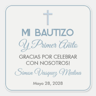Simple Minimalist Baptism and First Birthday Square Sticker