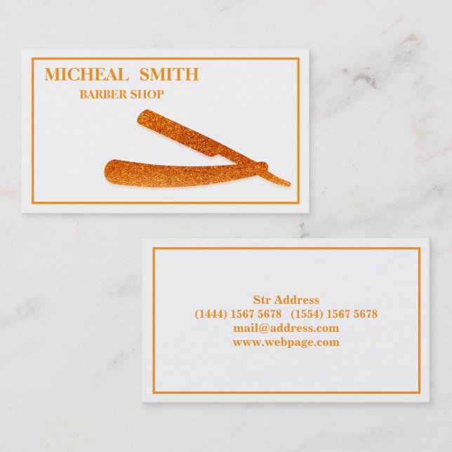 Simple Minimalist Barber Razor Logo Business Card (Front/Back)