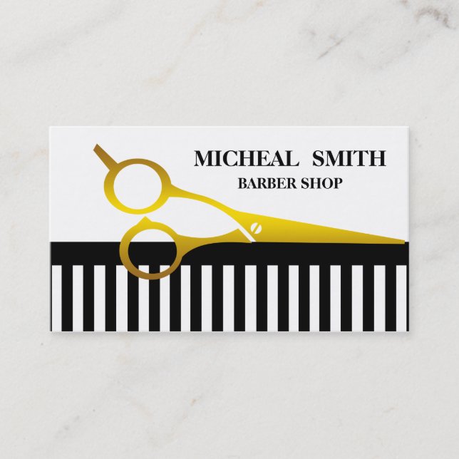 Simple Minimalist Barber Shop Business Card (Front)