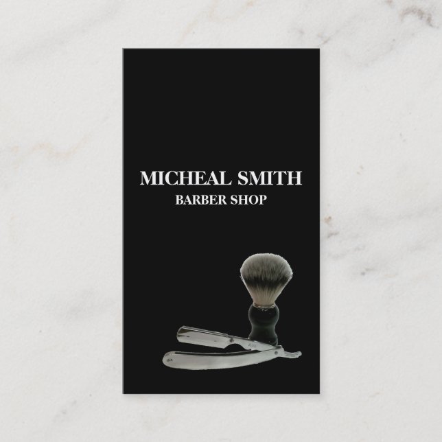 Simple Minimalist Barber Shop Business Card (Front)