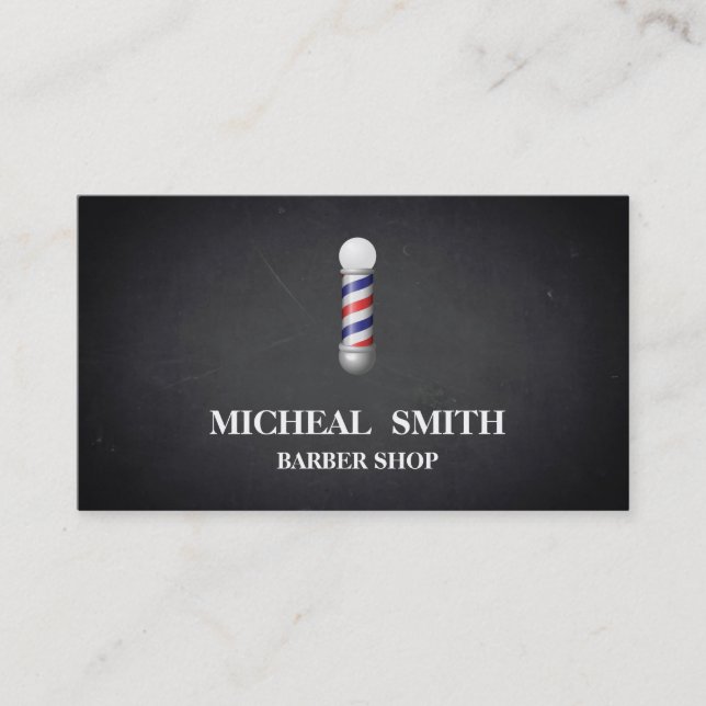 Simple Minimalist Barber Shop Business Card (Front)