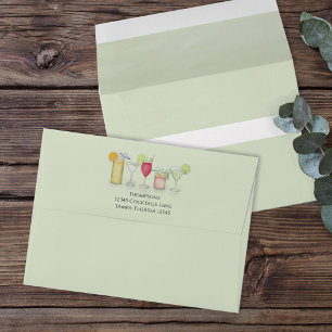 Simple Minimalist Basic Green Watercolor Cocktail Envelope