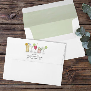 Simple Minimalist Basic Green Watercolor Cocktail Envelope
