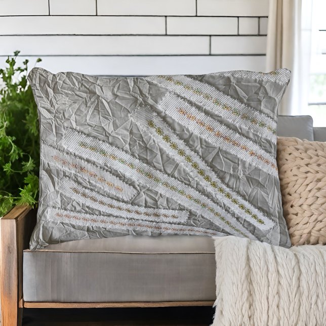 Simple minimalist beige cream wildflowers stripes  decorative cushion (Creator Uploaded)