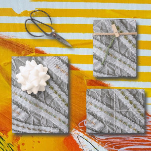 Simple minimalist beige cream wildflowers stripes wrapping paper sheet
