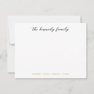 Simple Minimalist Black And Gold Family Name  Card