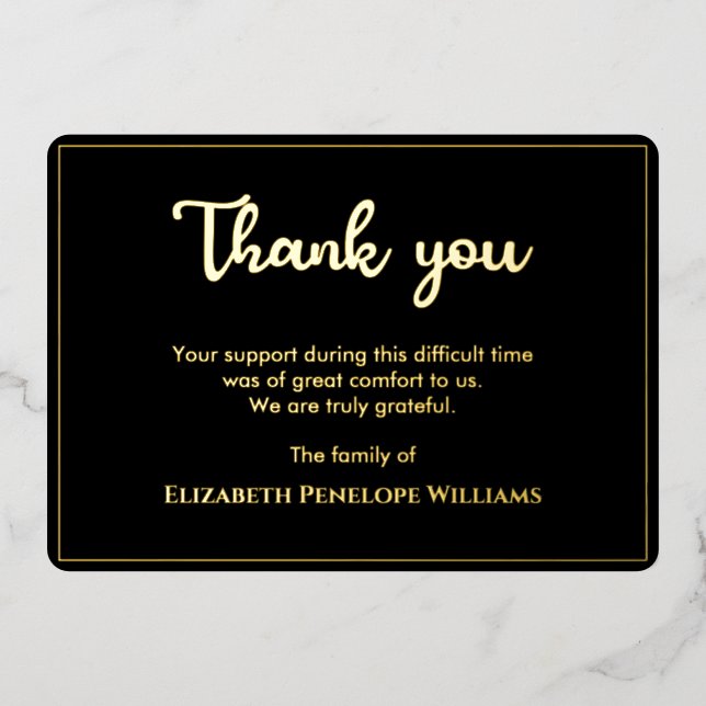 Simple Minimalist Black And Gold Memorial Funeral (Front)