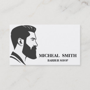 Simple Minimalist Black and White Barber Shop Business Card