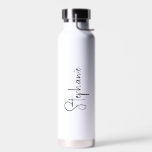Simple Minimalist Black and White Elegant Modern Water Bottle<br><div class="desc">Modern black and white water bottle featuring a simple and minimalist design with your name in an elegant script.   A cute design perfect for a girly girl.</div>