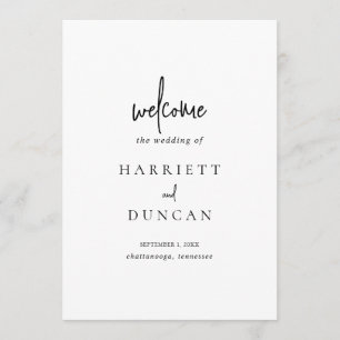 Simple Minimalist Black and White Elegant Wedding Program