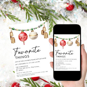 simple Minimalist Black and White Favorite Things  Invitation