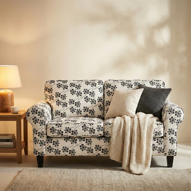 Simple Minimalist Black and White Floral Pattern Fabric (Creator Uploaded)