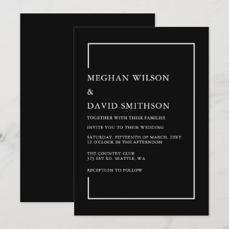 Simple Minimalist Black and White Modern Wedding Invitation