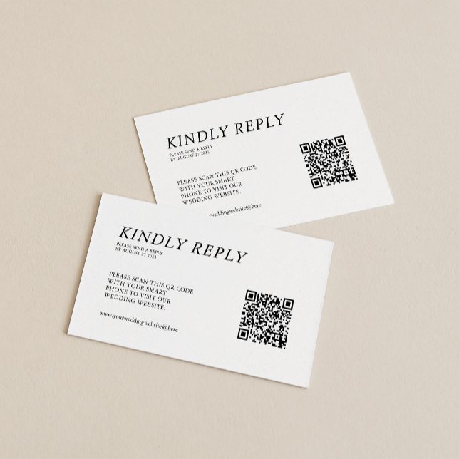 Simple Minimalist Black and White QR Code Wedding Enclosure Card (Creator Uploaded)