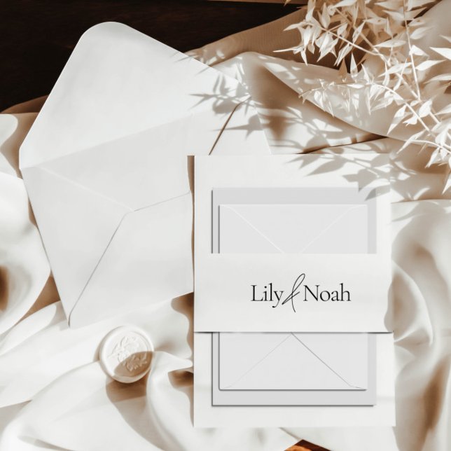 Simple Minimalist Black and White Wedding  Invitation Belly Band (Creator Uploaded)