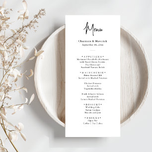 Simple Minimalist Black and White Wedding  Menu