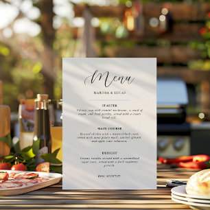 Simple Minimalist Black and White Wedding Menu