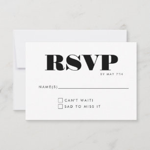 Simple Minimalist Black and White Wedding Occasion RSVP Card
