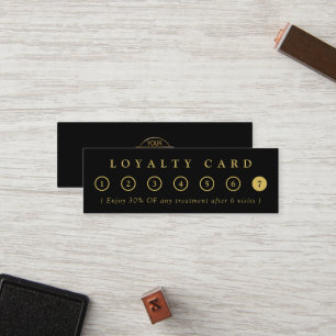 Simple Minimalist Black & Gold Business Logo Salon Loyalty Card