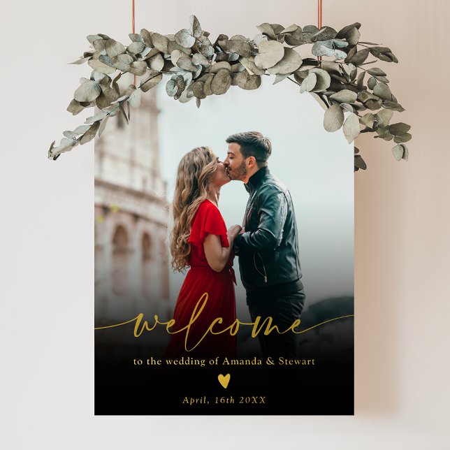 Simple minimalist black gold photo wedding welcome foil prints (Creator Uploaded)