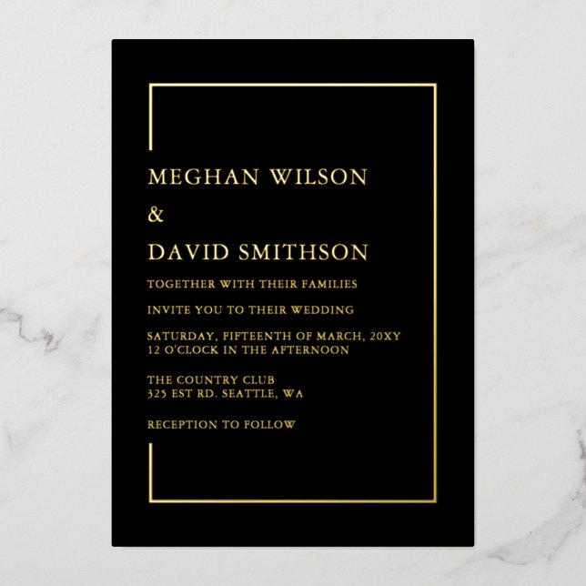 Simple Minimalist Black Modern Wedding  (Front)