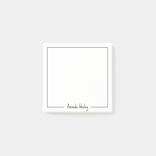 Simple Minimalist Black Monogram Full Name Post-it Notes (Front)