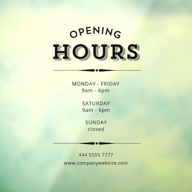 Simple Minimalist Black Opening Hours  (Sheet 3)