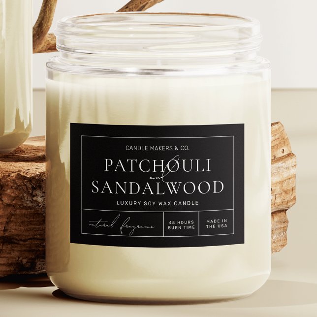 Simple Minimalist Black Rectangle Product Label (Black rectangle product label in minimalist apothecary style design with calligraphy fonts)