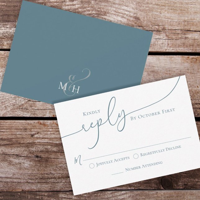 Simple Minimalist Black Text Calligraphy Reply RSVP Card (Creator Uploaded)