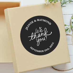 Simple Minimalist Black We Thank You Wedding Favou Classic Round Sticker