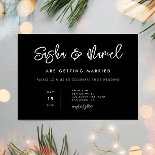 Simple minimalist Black Wedding Invitation