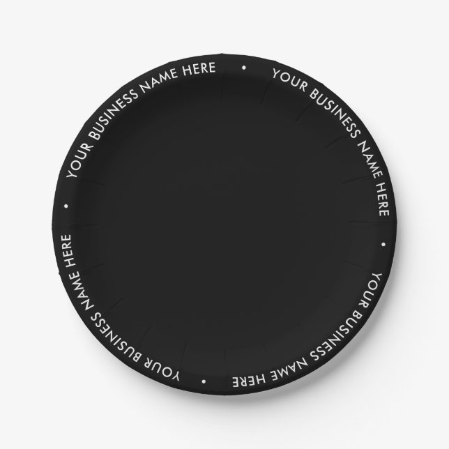 Simple Minimalist Black White Border Business Text Paper Plate (Front)
