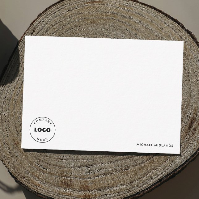Simple Minimalist Black White Business Logo Card (Business Logo Minimal Thank You Notecard)
