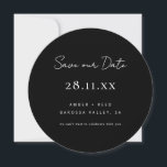 Simple Minimalist Black & White Circle Round  Save The Date<br><div class="desc">Can be fully customised to suit your needs. © Gorjo Designs. Made for you via the Zazzle platform. // Looking for matching items? Other stationery from the set available in the ‘collections’ section of my store. // Need help customising your design? Got other ideas? Feel free to contact me (Zoe)...</div>