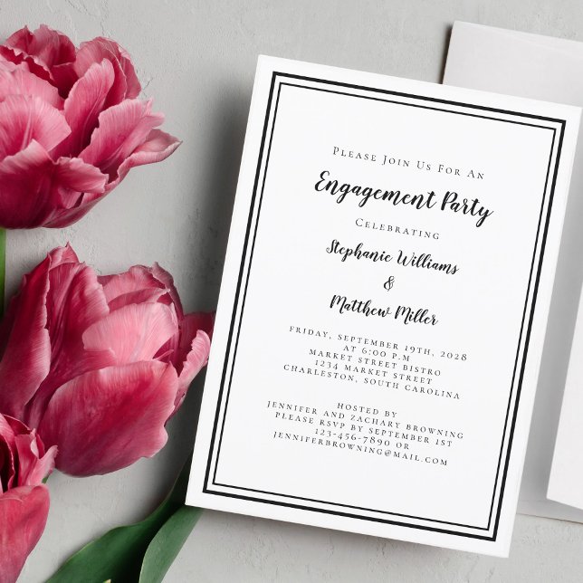 Simple Minimalist Black & White Engagement Party Invitation (Creator Uploaded)