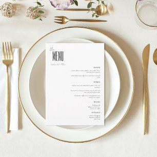 Simple Minimalist Black & White Modern Wedding Menu