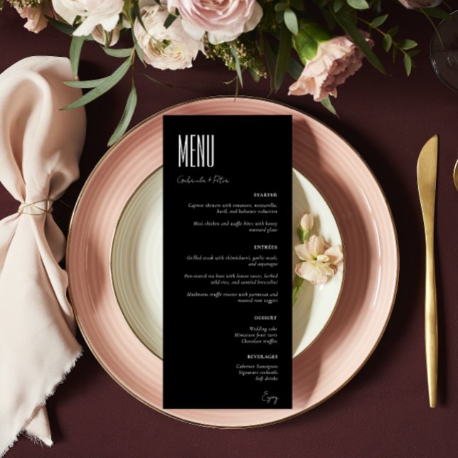Simple Minimalist Black & White Modern Wedding Menu (Creator Uploaded)