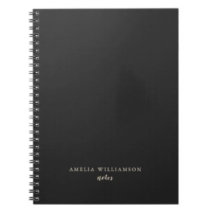Simple Minimalist Black White Personalised Name Notebook