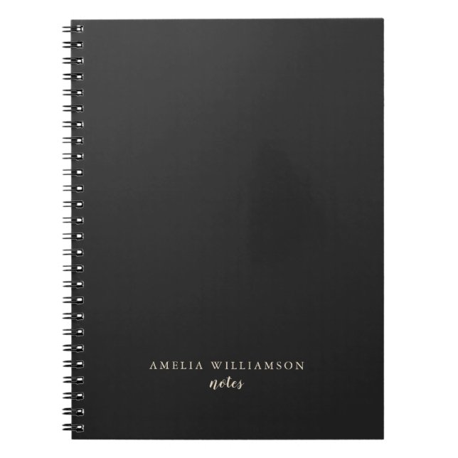 Simple Minimalist Black White Personalised Name Notebook (Front)