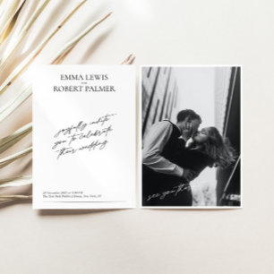 Simple Minimalist ﻿Black & White Photo Wedding  Invitation