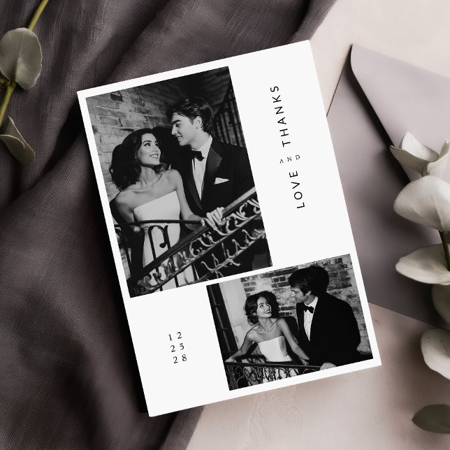 Simple Minimalist Black & White Photo Wedding Thank You Card (Creator Uploaded)