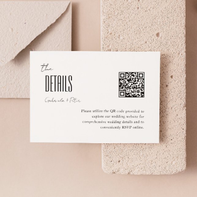 Simple Minimalist Black & White QR Code Wedding Enclosure Card (Creator Uploaded)