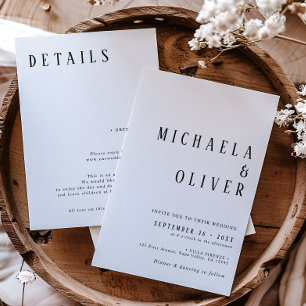 Simple Minimalist Black & White Typography Wedding Invitation