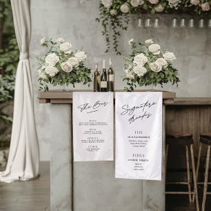 Simple Minimalist Black & White Wedding Bar Menu Banner